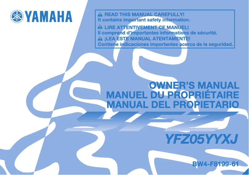 Imagen de la primera página del manual del dispositivo YFZ50 (2018)