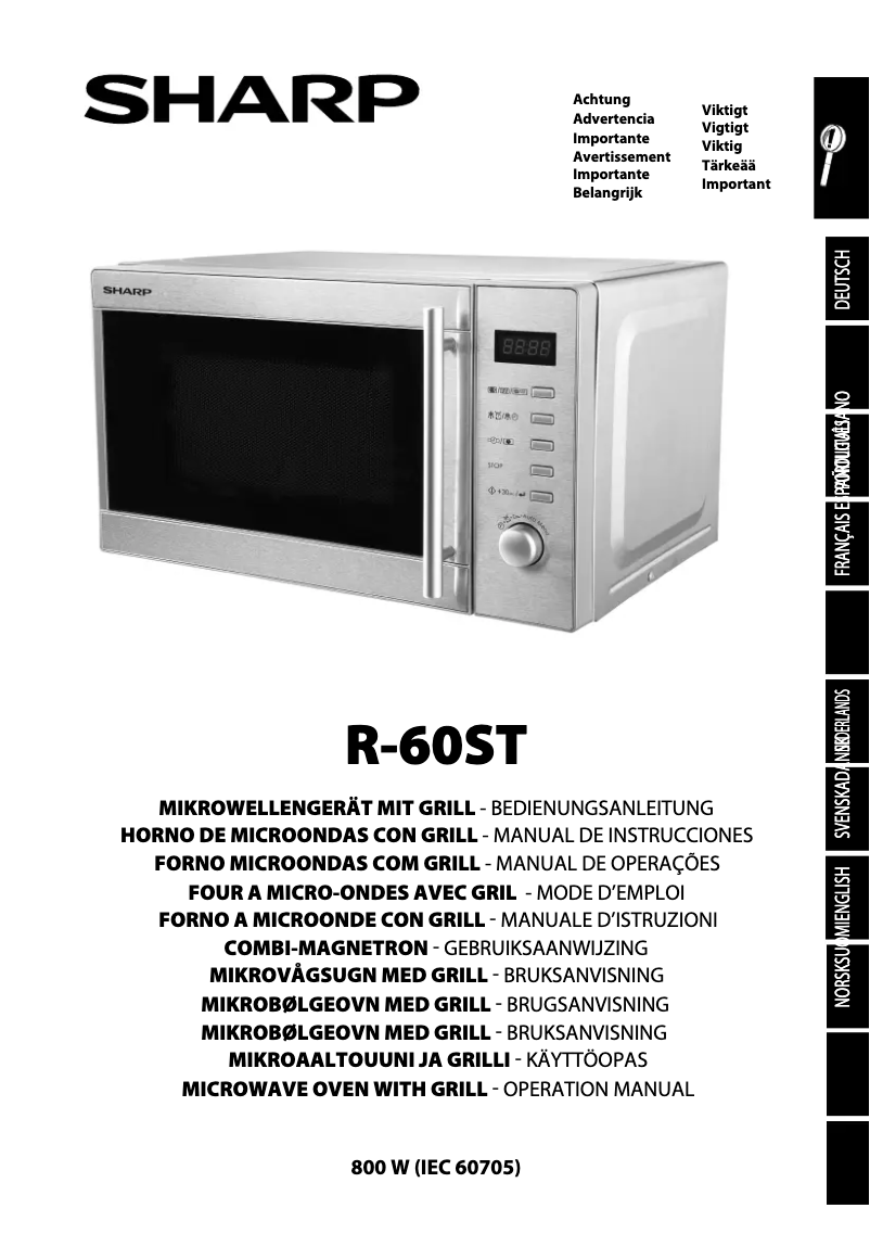 Imagen de la primera página del manual del dispositivo R-60STW