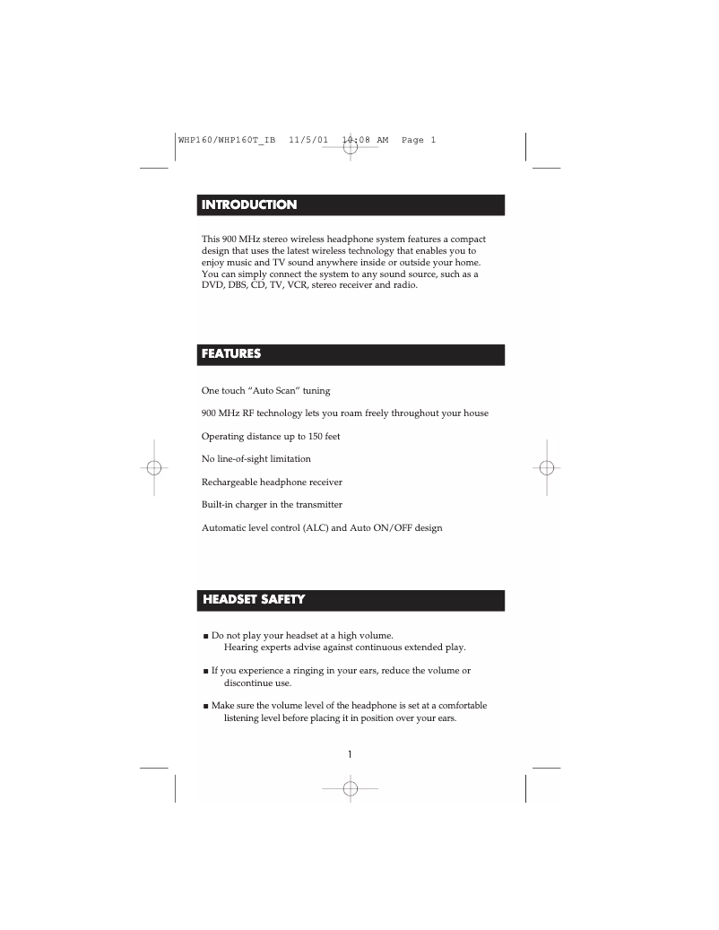 Página 1 del manual Manual de usuario RCA WHP160T