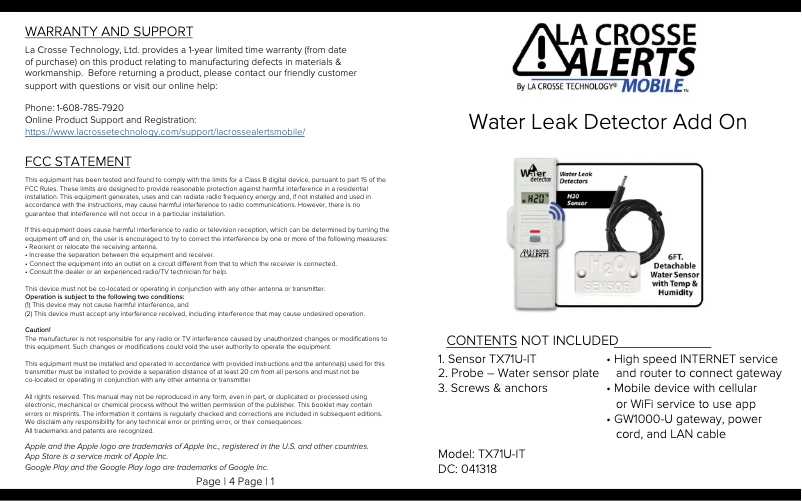 Página nº 1 - Manual de usuario La Crosse Technology TX71U-IT
