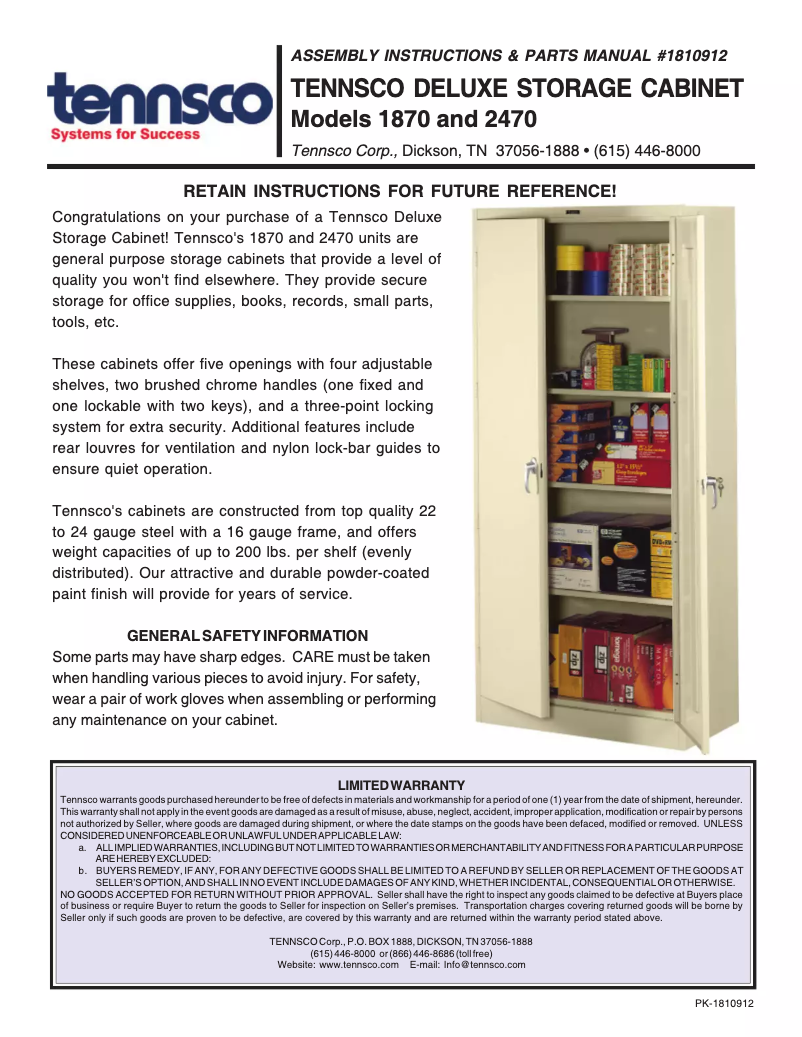 Página nº 1 - Manual de usuario Tennsco 2470