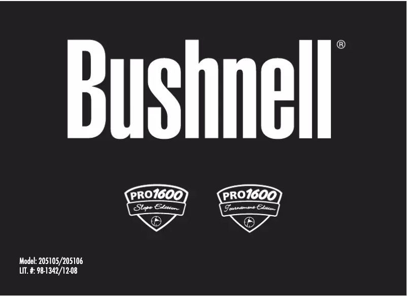Página nº 1 - Manual de usuario Bushnell Pro 1600 Tournament