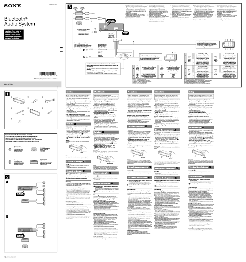 Página nº 1 - Guía de instalación Sony MEX-BT3000