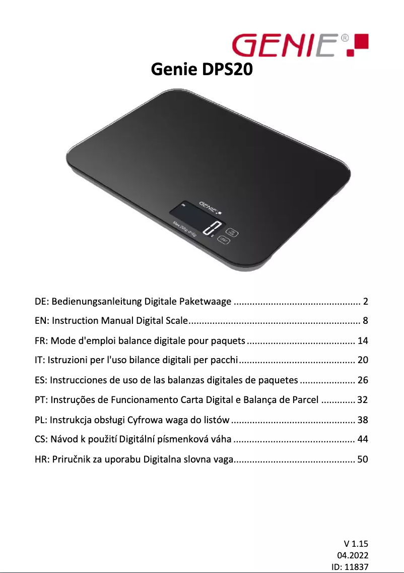 Página 1 del manual Manual de usuario Genie DPS20