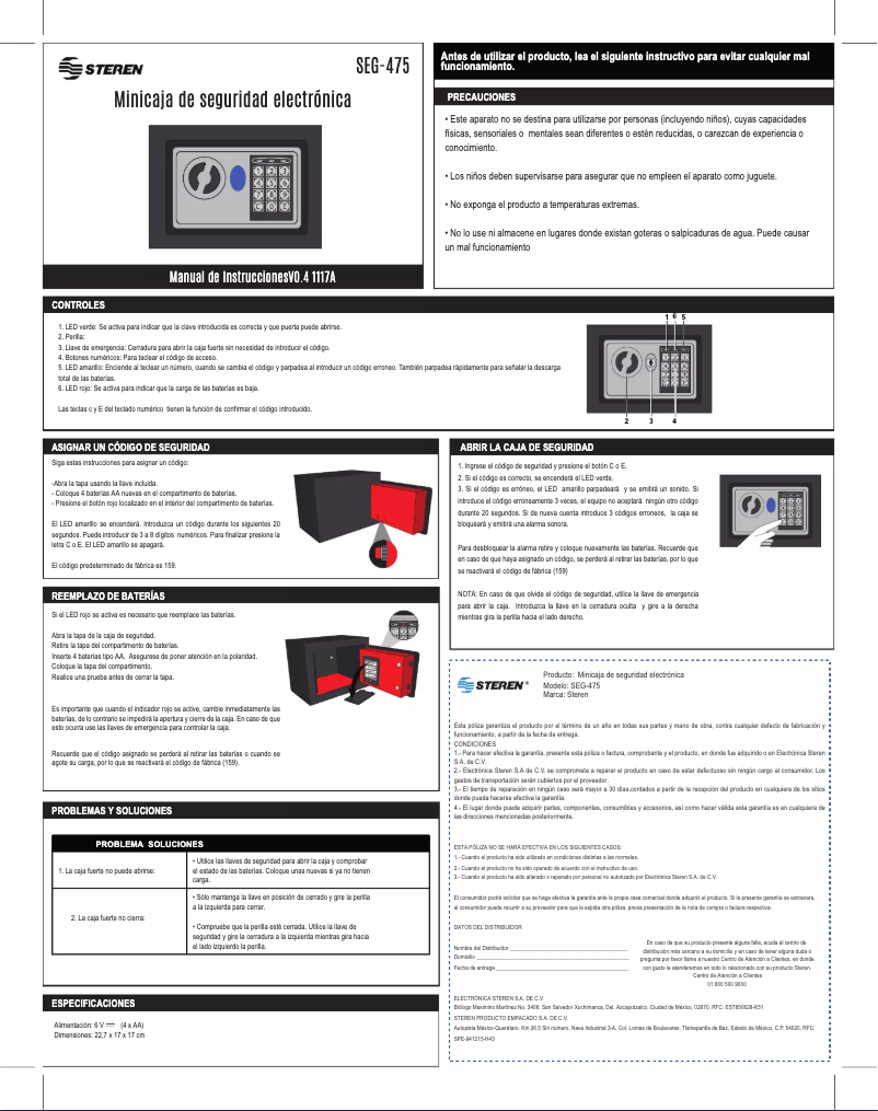 Imagen de la primera página del manual del dispositivo SEG-475