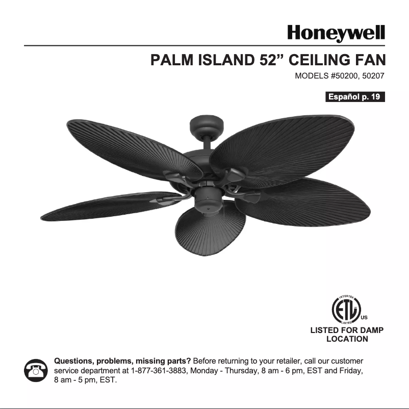 Página nº 1 - Manual de usuario Honeywell Palm Island 50207