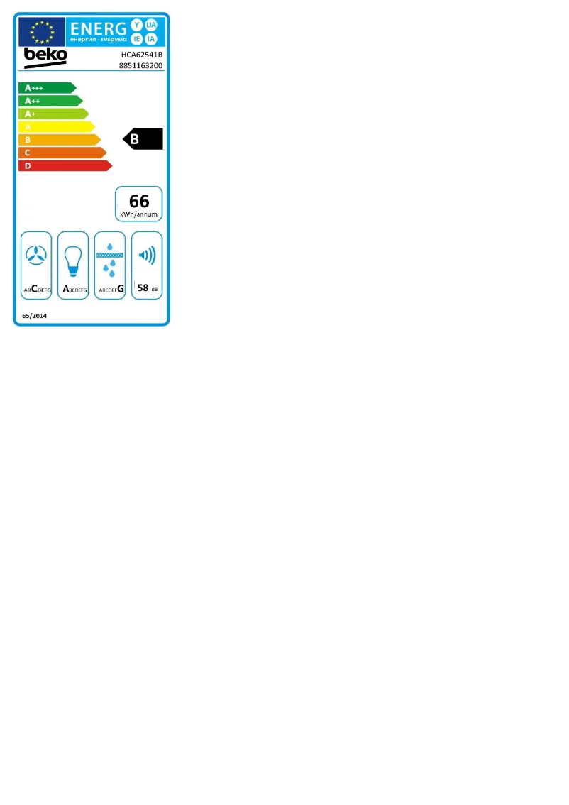 Página 1 del manual Etiqueta energética Beko HCA62541B