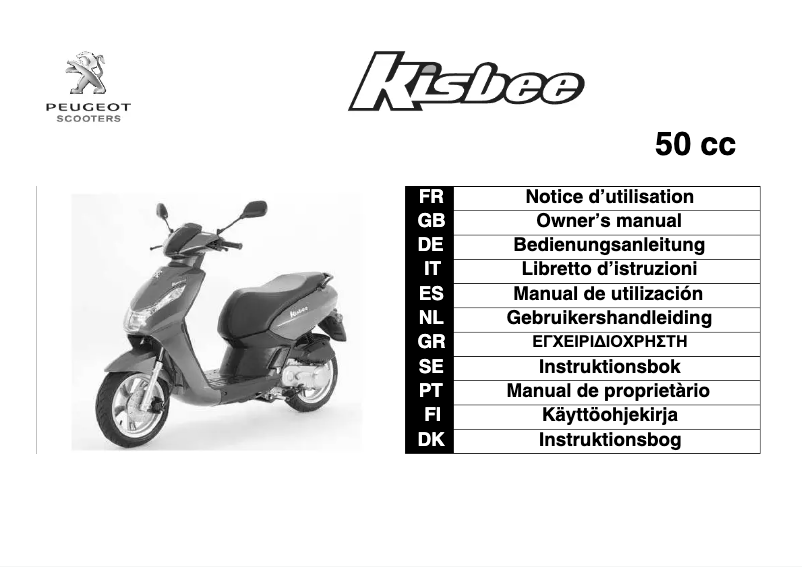 Imagen de la primera página del manual del dispositivo Kisbee 50cc (2010)