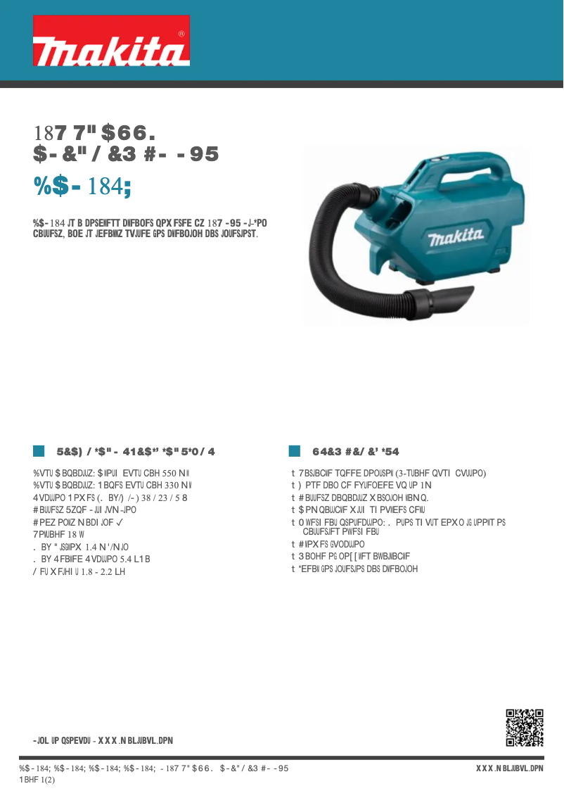Página 1 del manual Ficha técnica Makita DCL184Z