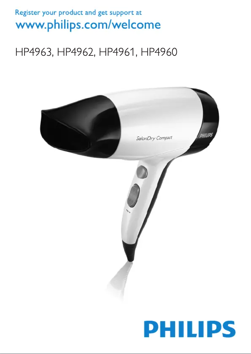 Imagen de la primera página del manual del dispositivo SalonDry Compact HP4960