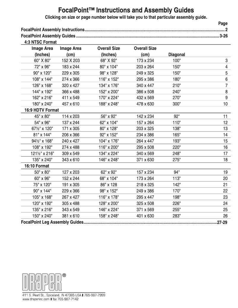 Página 1 del manual Manual de usuario Draper FocalPoint