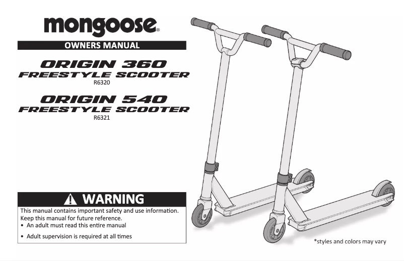 Imagen de la primera página del manual del dispositivo Origin 540