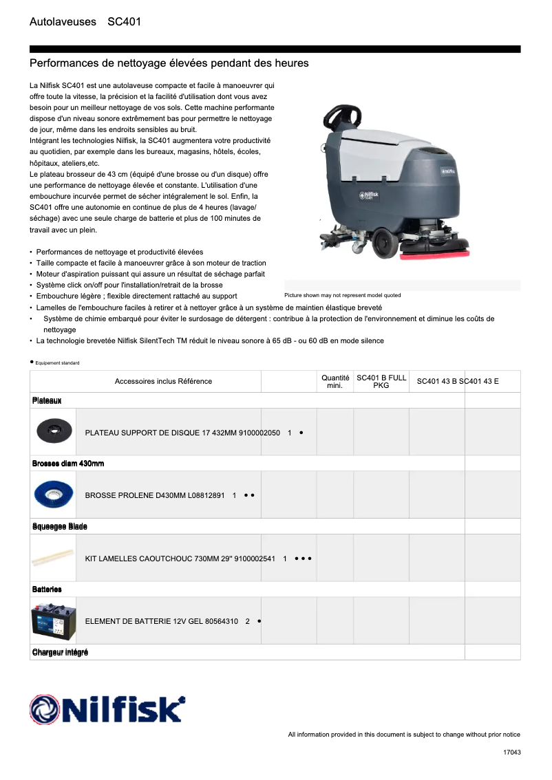 Página nº 1 - Ficha técnica Nilfisk SC401