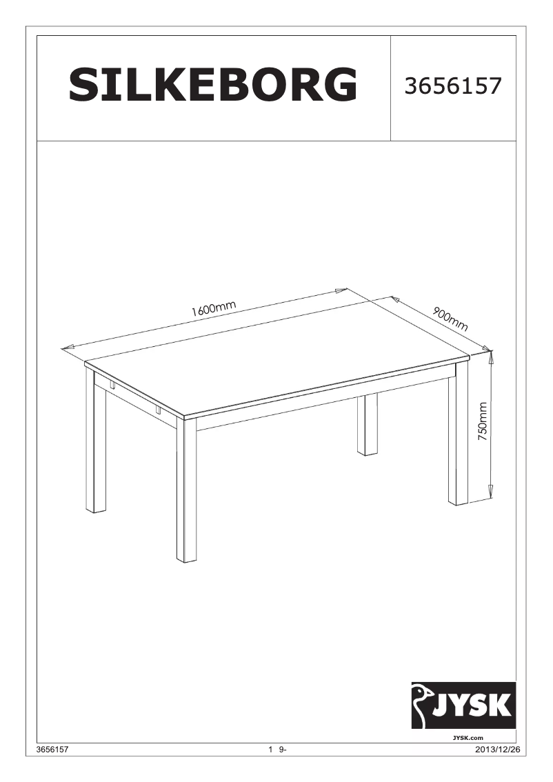 Imagen de la primera página del manual del dispositivo Silkeborg (90x160x75)