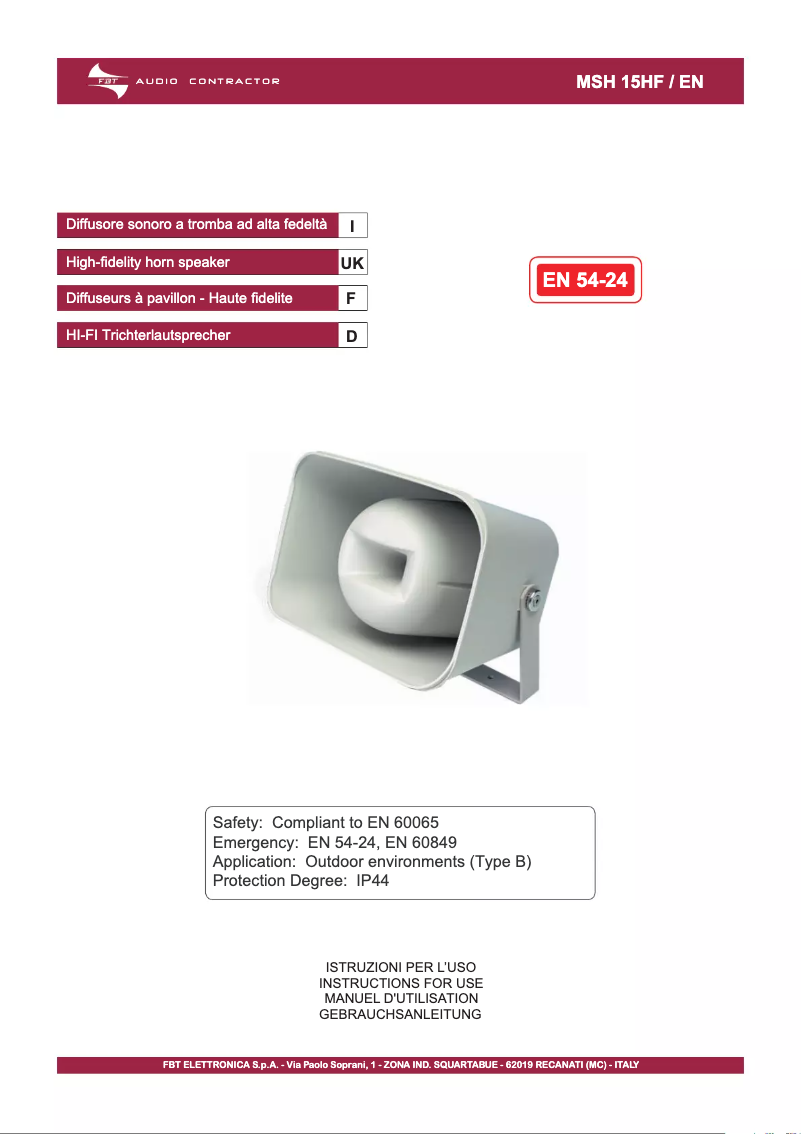 Imagen de la primera página del manual del dispositivo MSH 15 HF/EN