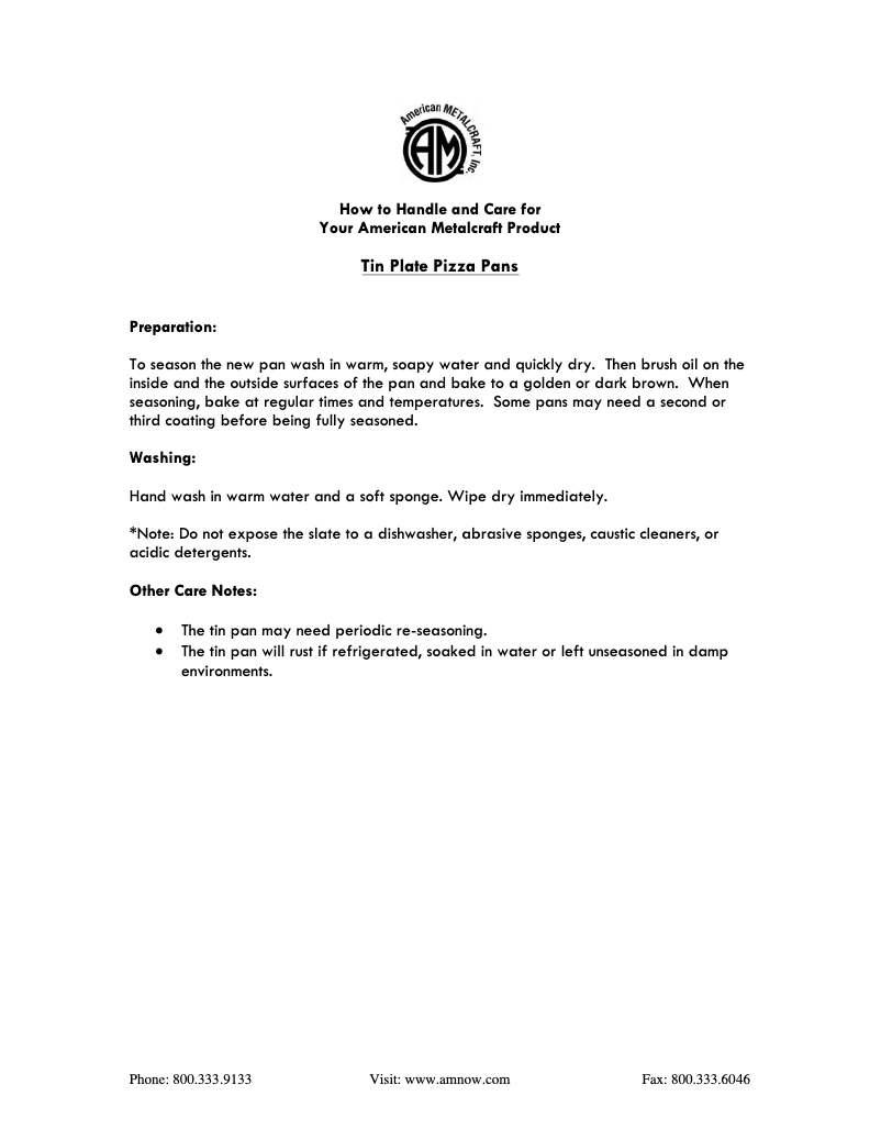 Página 1 del manual Manual de usuario American Metalcraft T80061.5