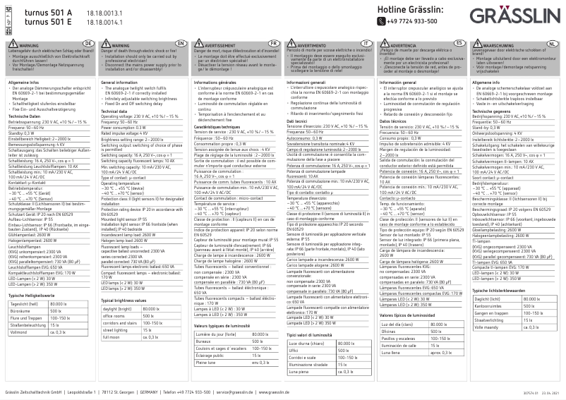 Página nº 1 - Manual de usuario Grässlin turnus 501 E