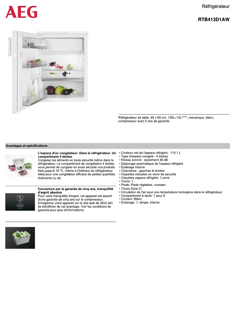 Imagen de la primera página del manual del dispositivo RTB413D1AW