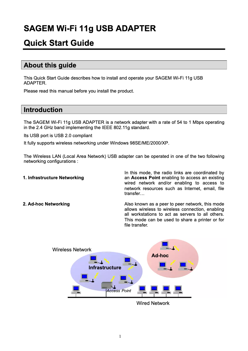 Imagen de la primera página del manual del dispositivo WL167G