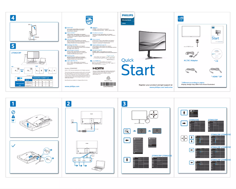 Página 1 del manual Guía de inicio rápido Philips Momentum 275M2CRP
