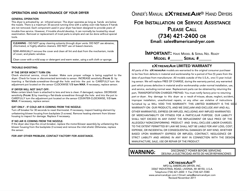 Imagen de la primera página del manual del dispositivo ExtremeAir GXT9-SS