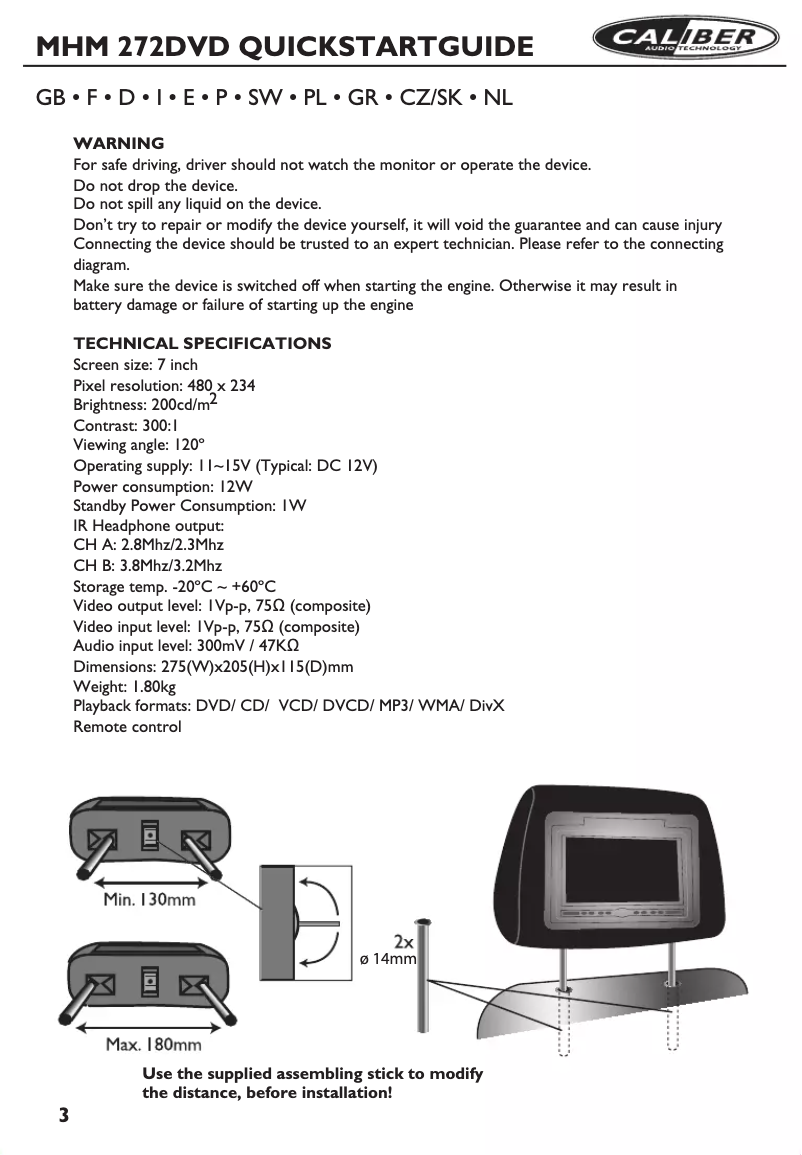 Página 1 del manual Manual de usuario Caliber MHM 272DVD
