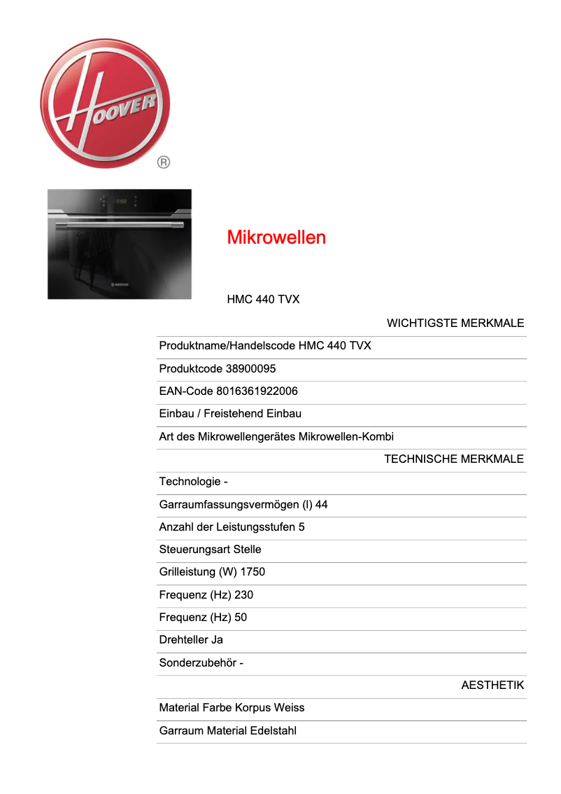 Imagen de la primera página del manual del dispositivo HMC 440 TVX