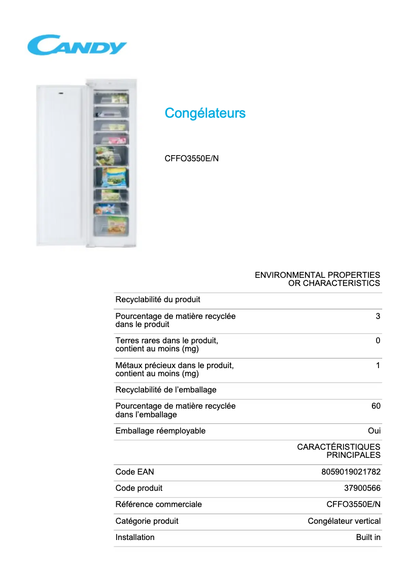 Imagen de la primera página del manual del dispositivo CFFO3550E/N