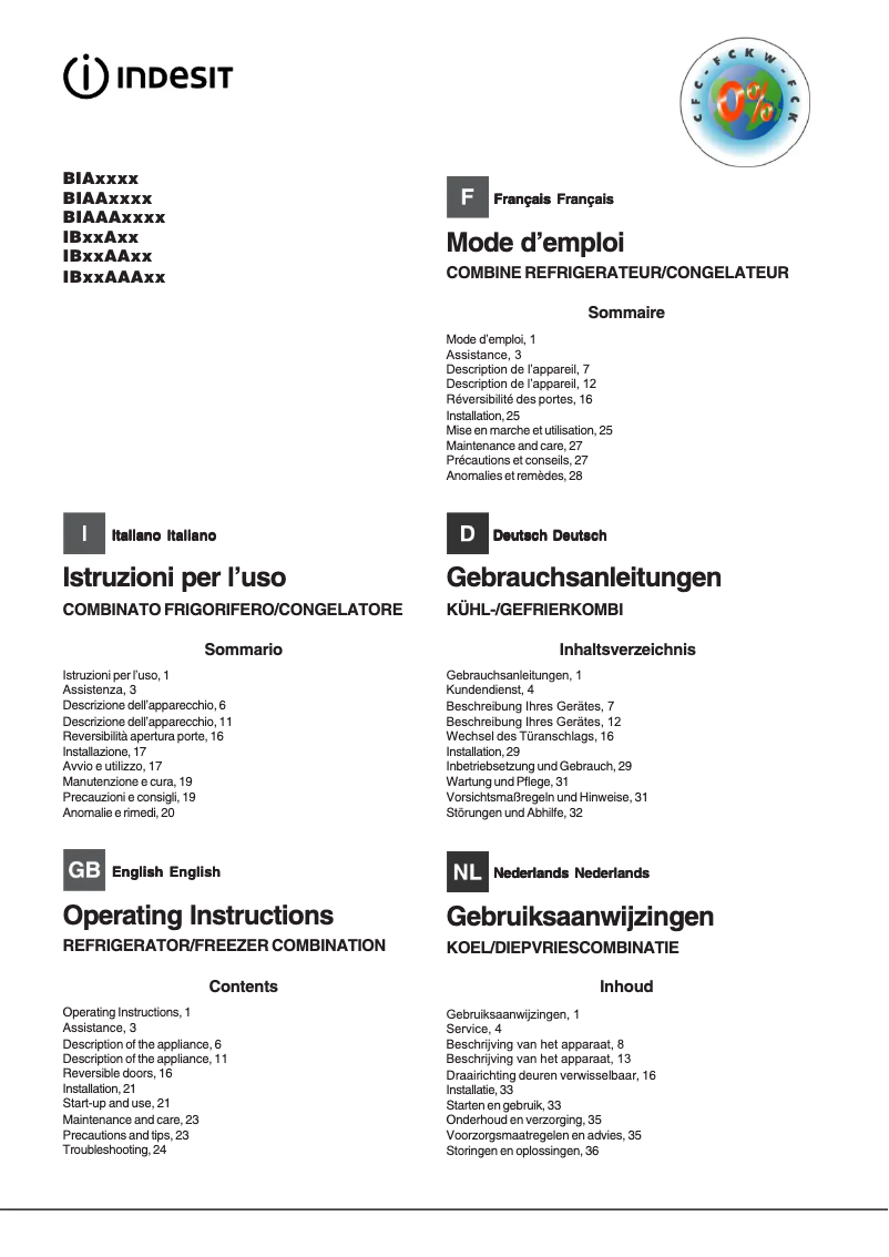 Imagen de la primera página del manual del dispositivo BIAA 33 F X H D