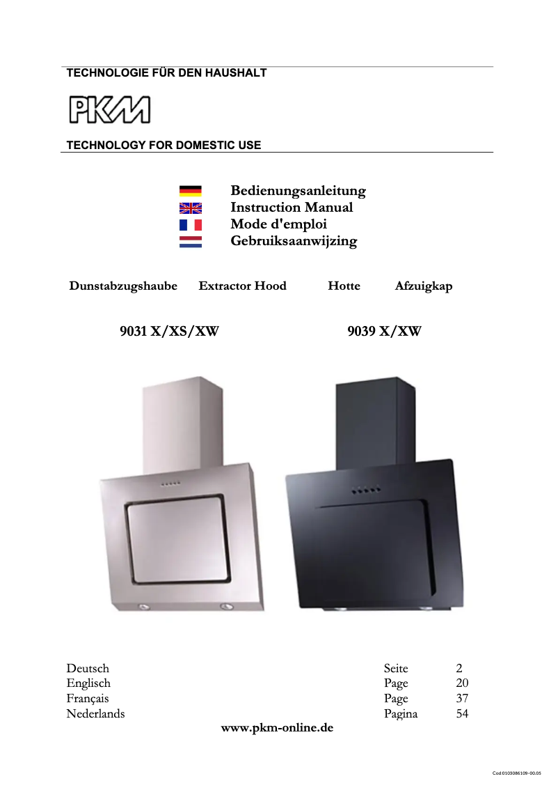 Imagen de la primera página del manual del dispositivo 9039 XW