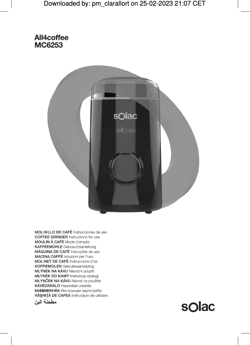 Imagen de la primera página del manual del dispositivo All 4 Coffee MC6253