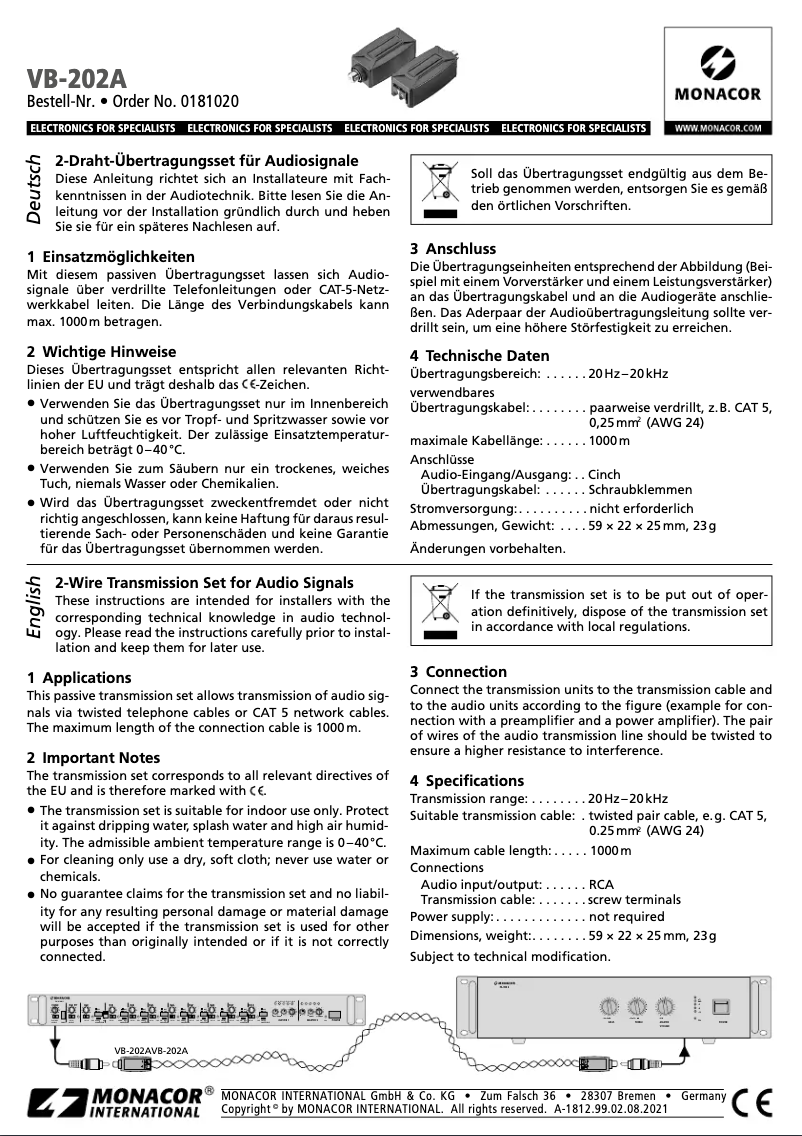 Imagen de la primera página del manual del dispositivo VB-202A