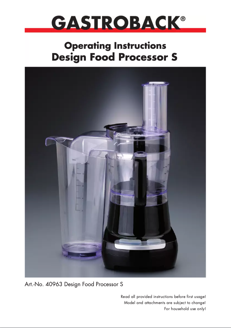 Imagen de la primera página del manual del dispositivo Design Food Processor S
