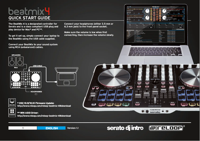 Imagen de la primera página del manual del dispositivo Beatmix 4 MK2