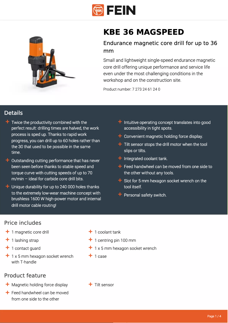 Imagen de la primera página del manual del dispositivo KBE 36 MAGSPEED