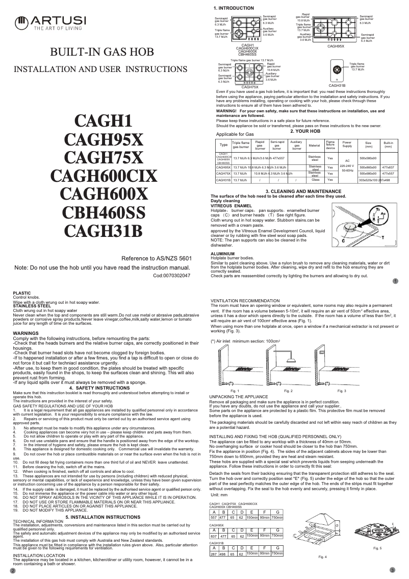Imagen de la primera página del manual del dispositivo CAGH31B_