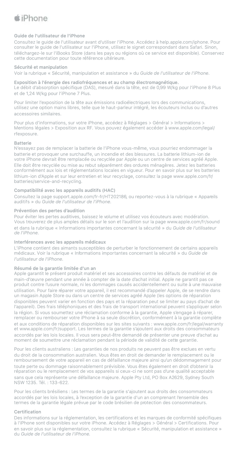 Página 1 del manual Ficha técnica Apple iPhone 8 Plus