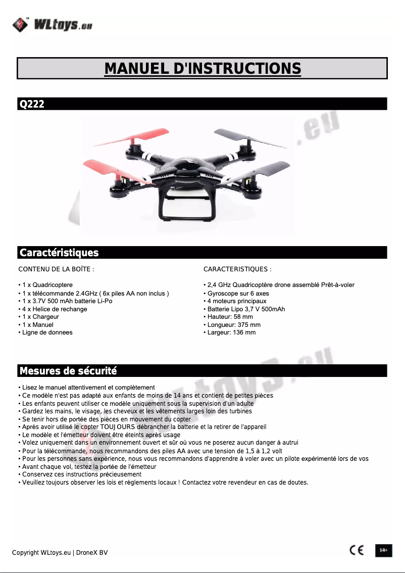 Página 1 del manual Manual de usuario WLtoys Q222K - Spaceship