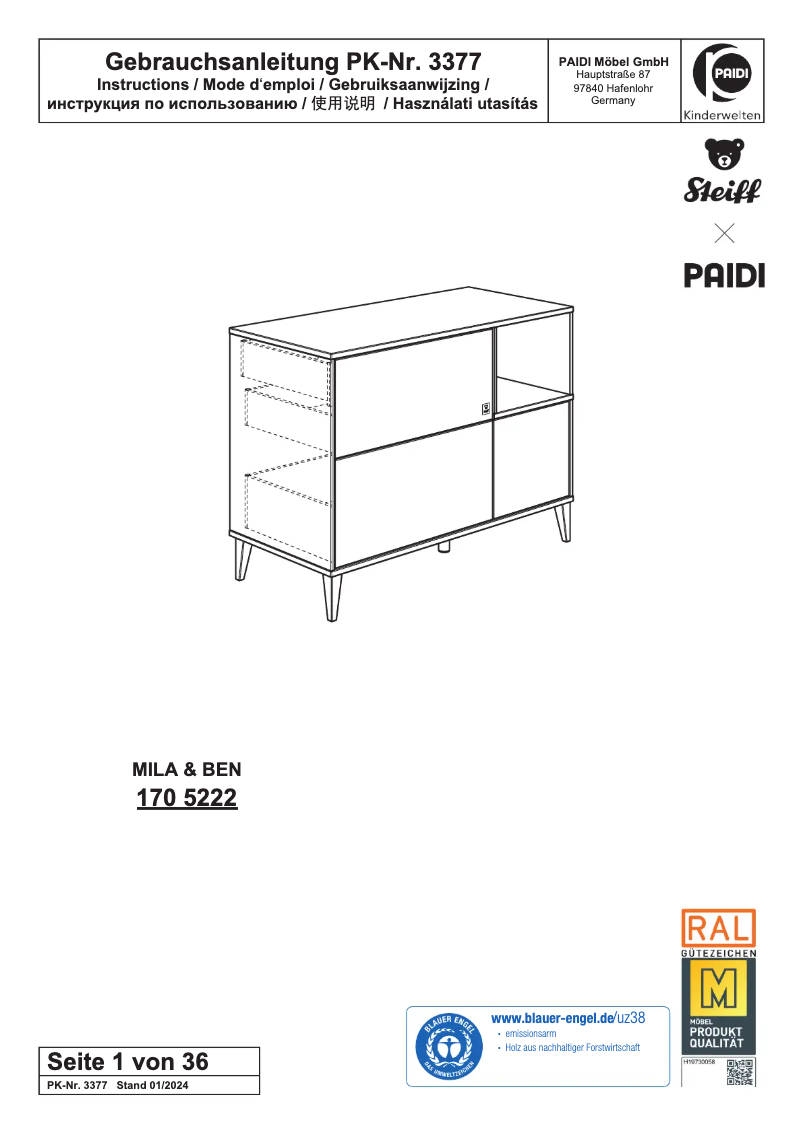 Página 1 del manual Manual de usuario Paidi Mila & Ben