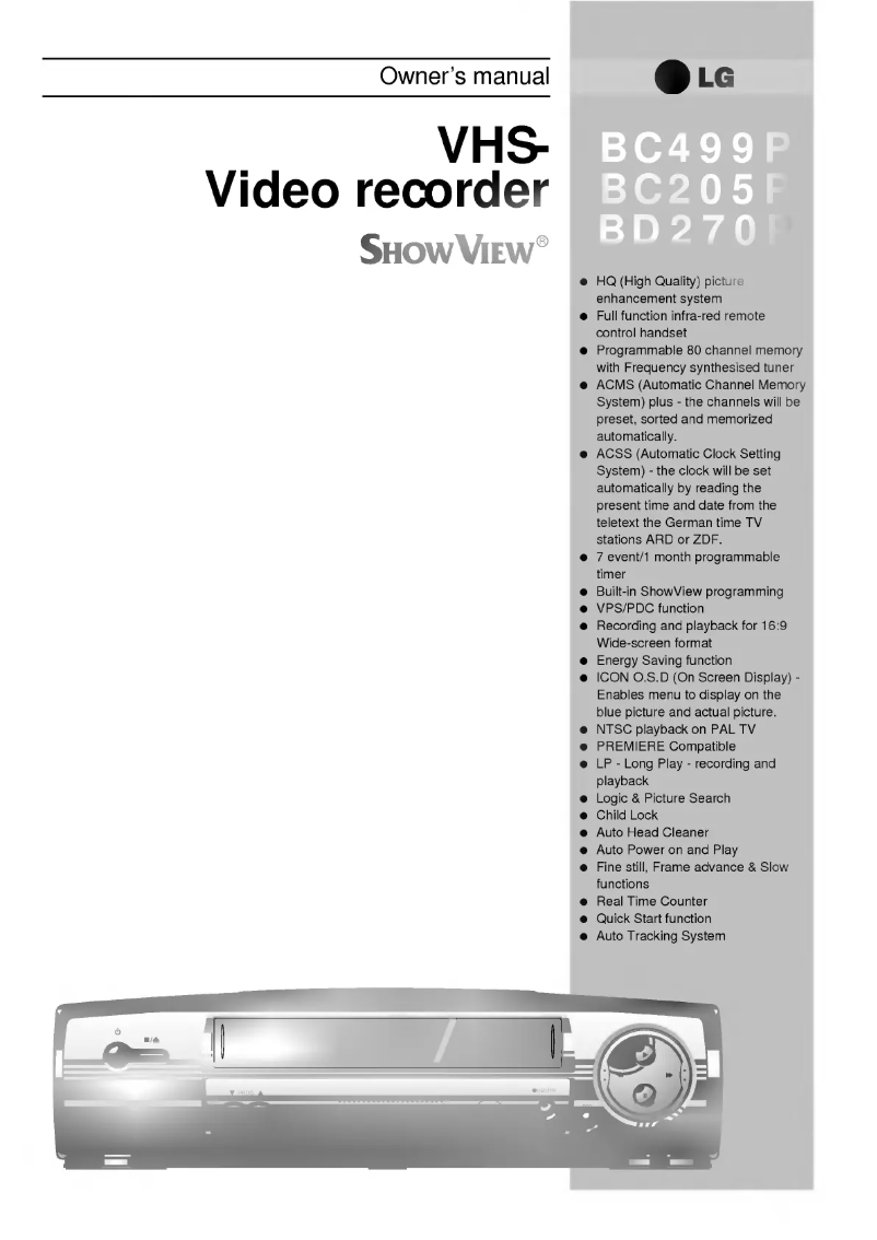Imagen de la primera página del manual del dispositivo ShowView BC205P