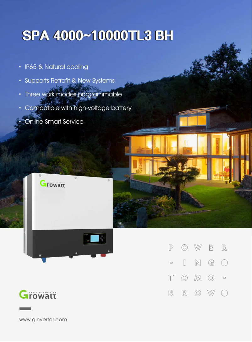 Página 1 del manual Ficha técnica Growatt SPA 10000TL3 BH