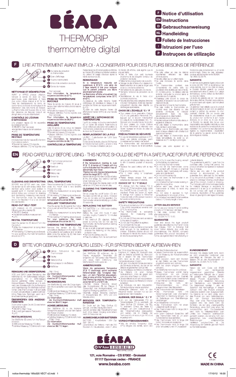 Imagen de la primera página del manual del dispositivo Thermobip