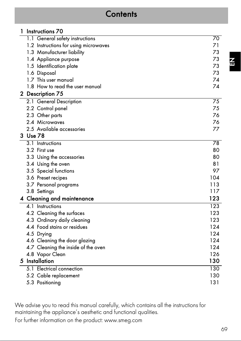 Página 1 del manual Manual de usuario Smeg SF4604MCNR
