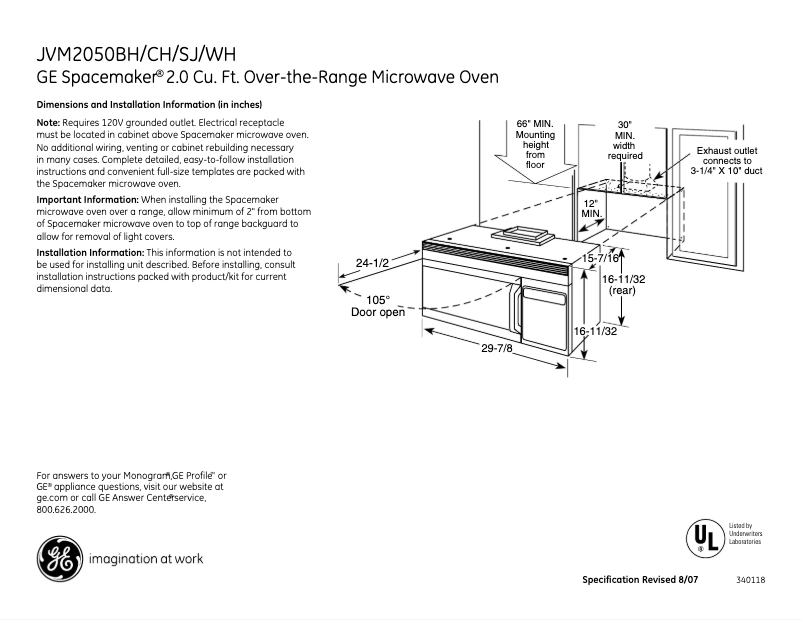 Imagen de la primera página del manual del dispositivo JVM2050WH