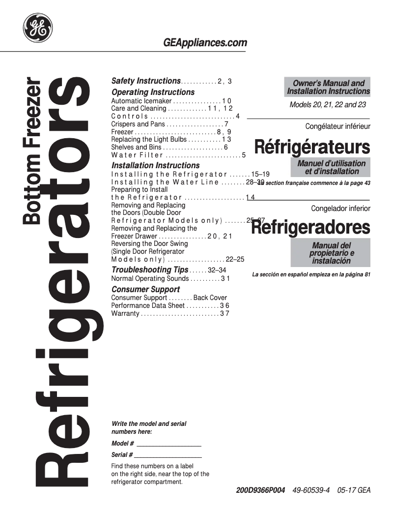 Imagen de la primera página del manual del dispositivo GDE20ETEBB