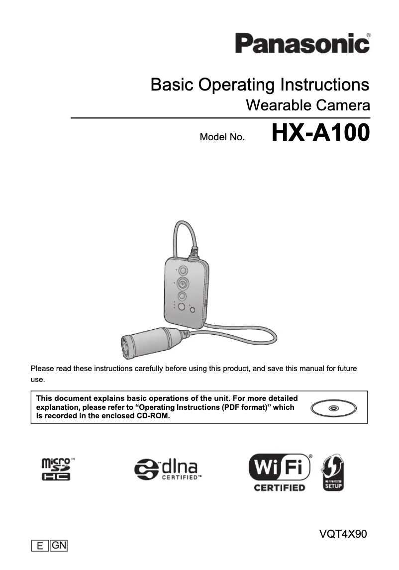 Página 1 del manual Guía de inicio rápido Panasonic HX-A100