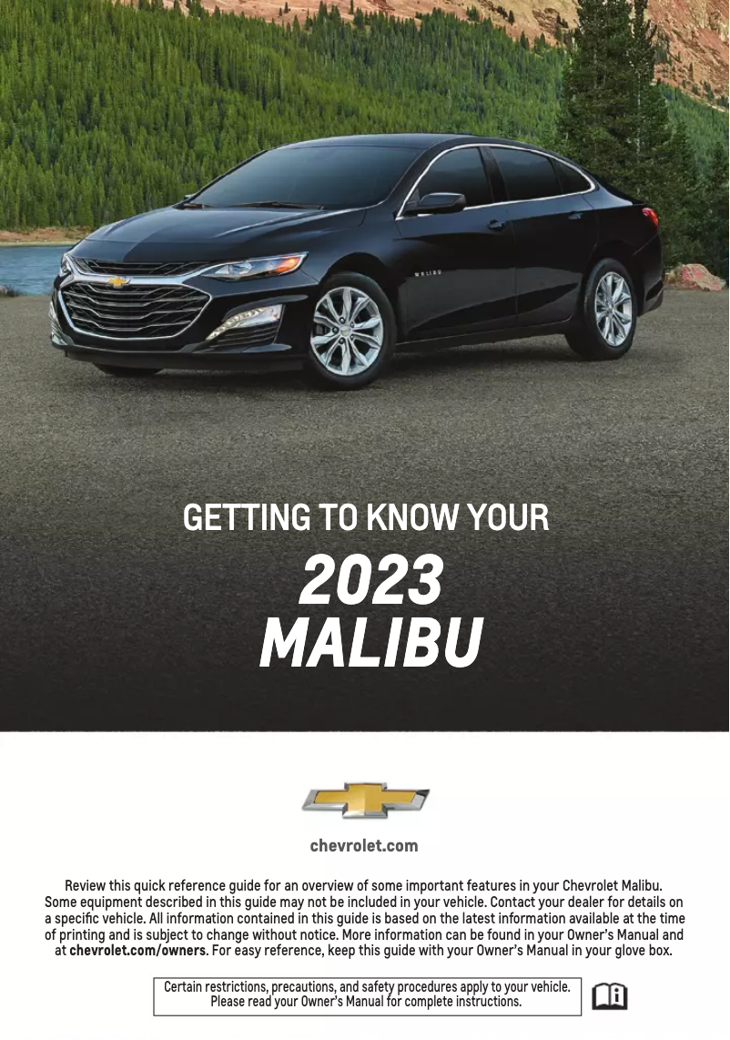 Página 1 del manual Guía de inicio rápido Chevrolet Malibu (2023)