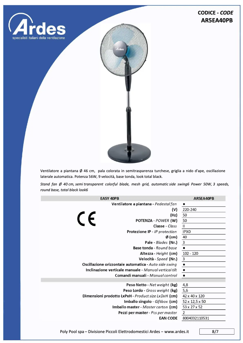 Imagen de la primera página del manual del dispositivo AR5EA40PB