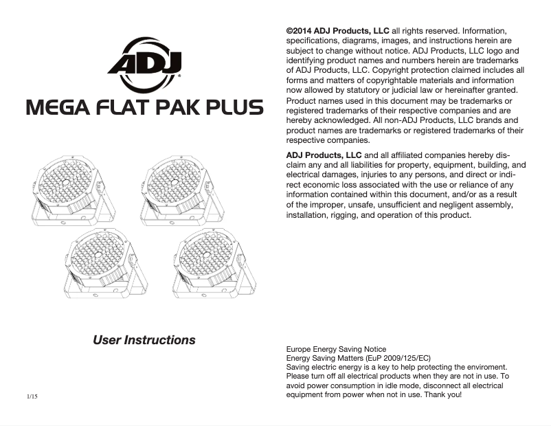 Imagen de la primera página del manual del dispositivo Mega Flat Pak Plus