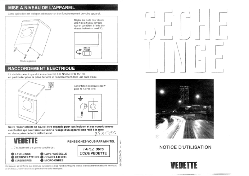 Página 1 del manual Manual de usuario Vedette SEF85